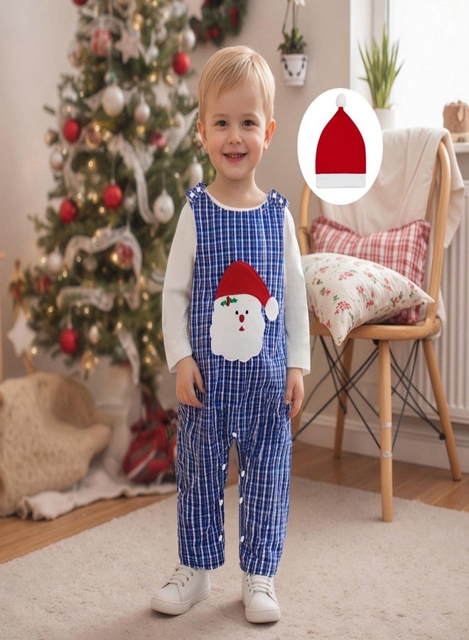 Rtnnsbbfcm My First Christmas Baby Boy Outfit Long Sleeve Romper + Santa Overalls Pants + Hat Newborn Christmas Clothes Sets (Chirstmas - Blue, 12-18 Months) - Image 3